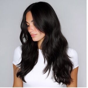 BELLAMI Long Wavy Black Human Hair Wig